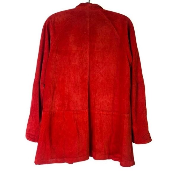 Danier red leather suede vintage oversized  blazer women size small - Picture 2 of 15